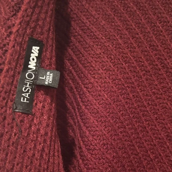 Fashion Nova Burgundy Off-the-Shoulder Sweater - Picture 5 of 5